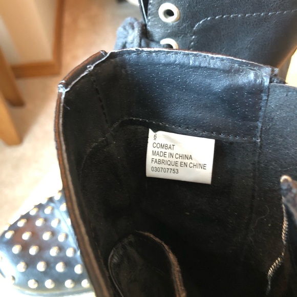 Black combat boots with studded design on front of boot. Gently worn. - Picture 4 of 4